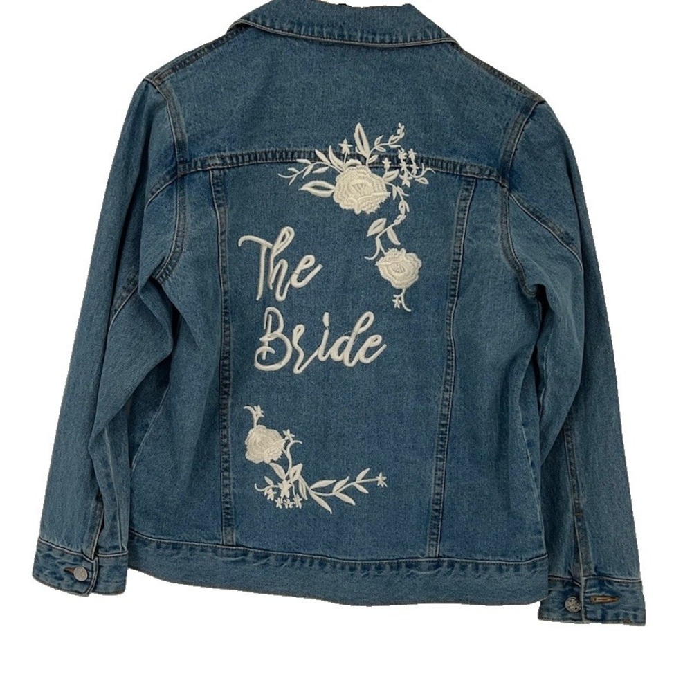 Jean Jacket Women's Size Small Floral Embroidered The Bride (10-b63)
